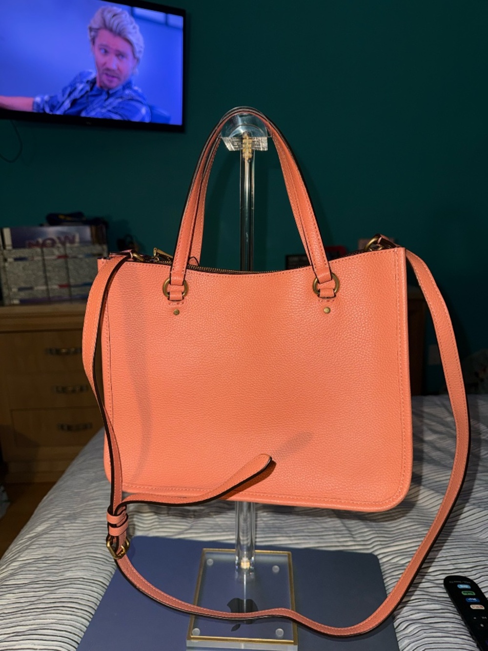 Coach Tyler Carryall Handbag Brass Light Coral Leather, NWOT! - Picture 8 of 8